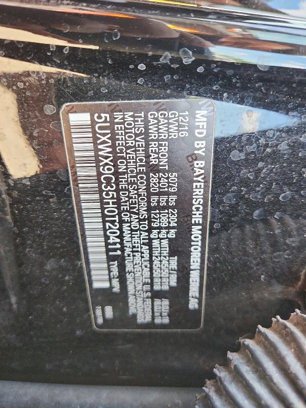 Aukcja sprzedaży 2017 Bmw X3, vin: 5UXWX9C35H0T20411, numer aukcji: 59606536