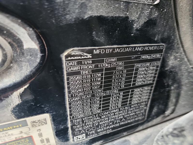 Продажа на аукционе авто 2019 Jaguar F-pace, vin: SADCJ2FX7KA399081, номер лота: 62111666