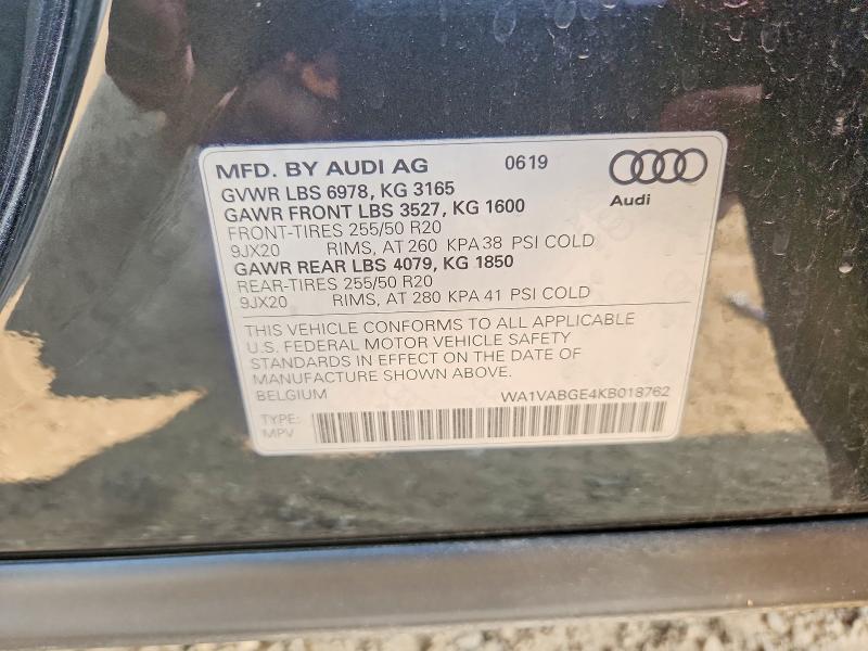 Aukcja sprzedaży 2019 Audi E-tron, vin: WA1VABGE4KB018762, numer aukcji: 61539306