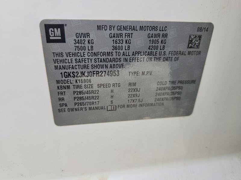 2015 Gmc Yukon Xl მანქანა იყიდება აუქციონზე, vin: 1GKS2JKJ0FR274953, აუქციონის ნომერი: 59180006