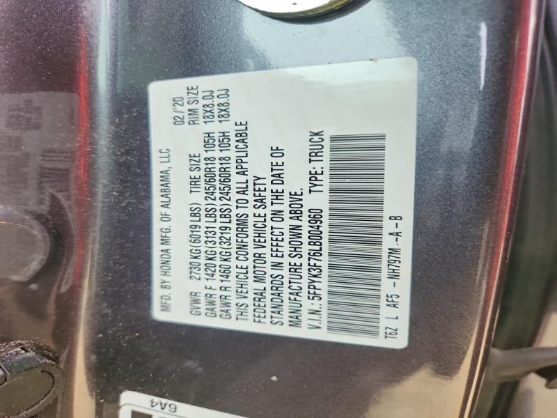 61934006 :رقم المزاد ، 5FPYK3F76LB004960 vin ، 2020 Honda Ridgeline مزاد بيع