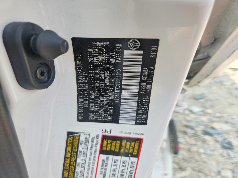 Aukcja sprzedaży 2012 Toyota Camry Hybrid, vin: 4T1BD1FK3CU015015, numer aukcji: 61092376