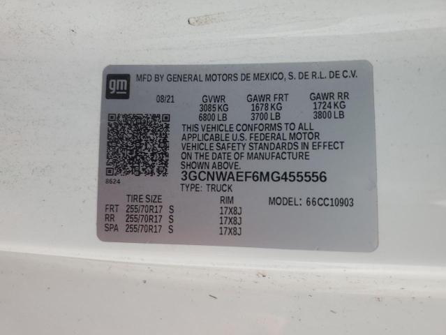 Aukcja sprzedaży 2021 Chevrolet Silverado, vin: 3GCNWAEF6MG455556, numer aukcji: 50088936