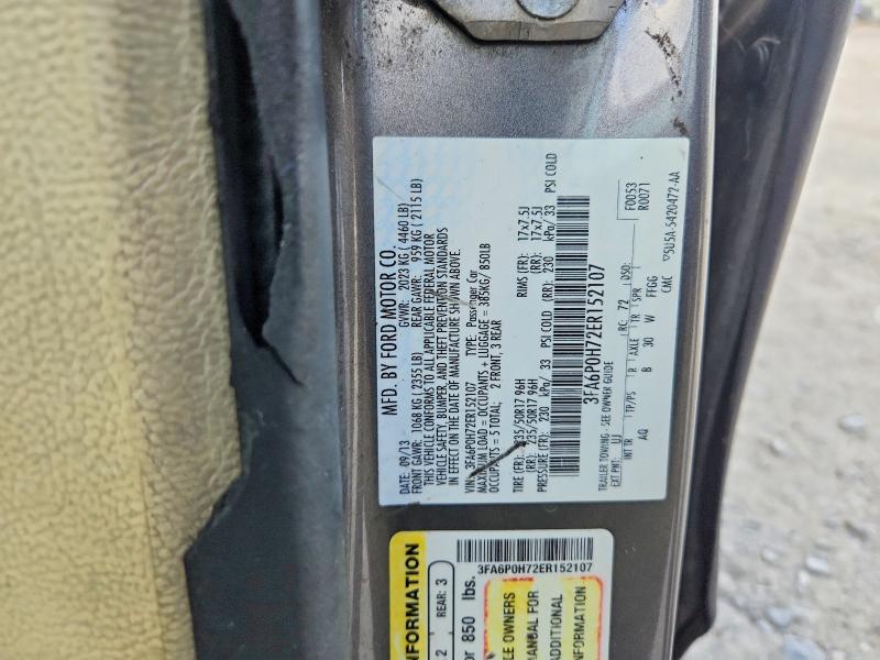 2014 Ford Fusion მანქანა იყიდება აუქციონზე, vin: 3FA6P0H72ER152107, აუქციონის ნომერი: 59288076