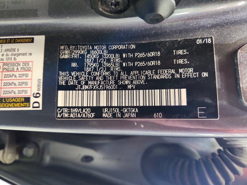 Aukcja sprzedaży 2018 Lexus Gx, vin: JTJBM7FX9J5196001, numer aukcji: 60621336