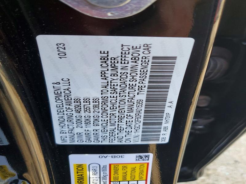 2024 Honda Accord მანქანა იყიდება აუქციონზე, vin: 1HGCY2F60RA015359, აუქციონის ნომერი: 60446916