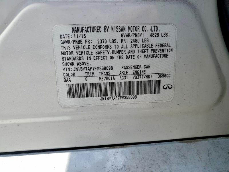 Aukcja sprzedaży 2015 Infiniti Q50, vin: JN1BV7AP7FM358098, numer aukcji: 59286016