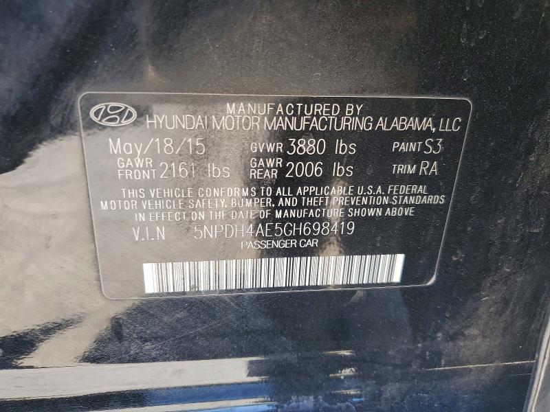 Aukcja sprzedaży 2016 Hyundai Elantra, vin: 5NPDH4AE5GH698419, numer aukcji: 60697136