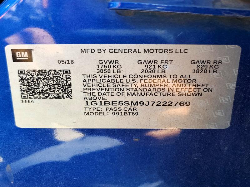 61745726 :رقم المزاد ، 1G1BE5SM9J7222769 vin ، 2018 Chevrolet Cruze مزاد بيع