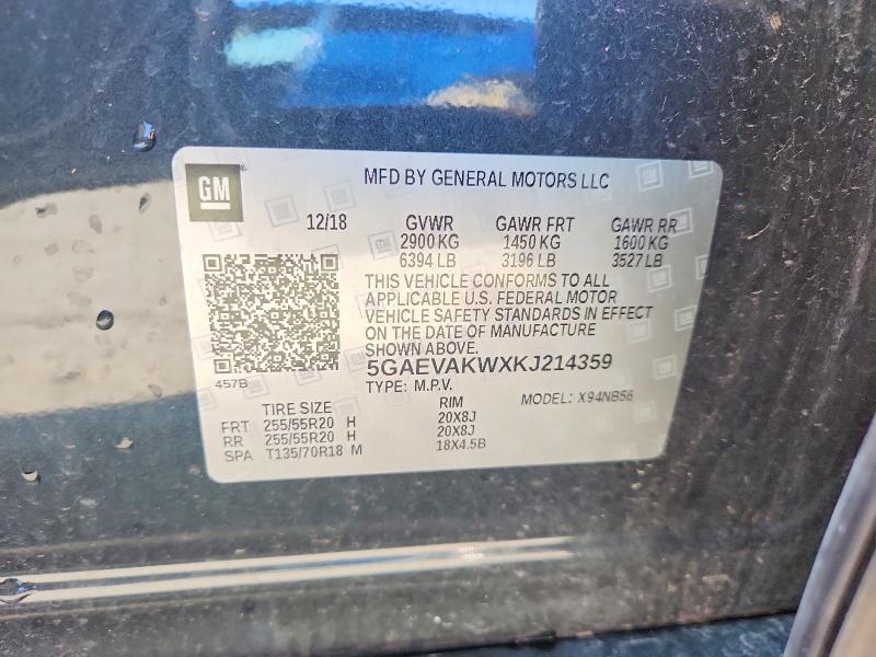 Aukcja sprzedaży 2019 Buick Enclave, vin: 5GAEVAKWXKJ214359, numer aukcji: 60937226
