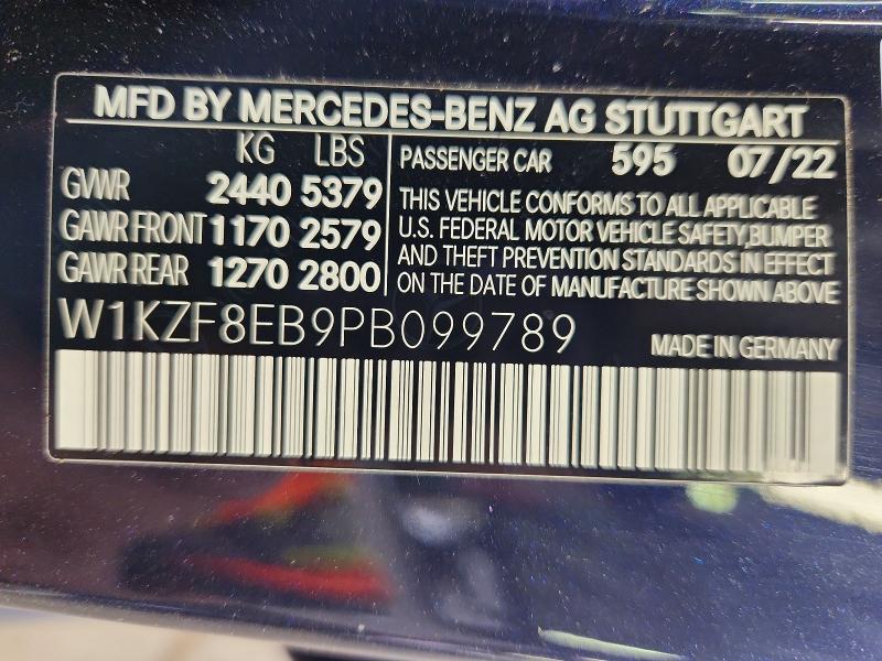 2023 Mercedes-benz E მანქანა იყიდება აუქციონზე, vin: W1KZF8EB9PB099789, აუქციონის ნომერი: 60878136