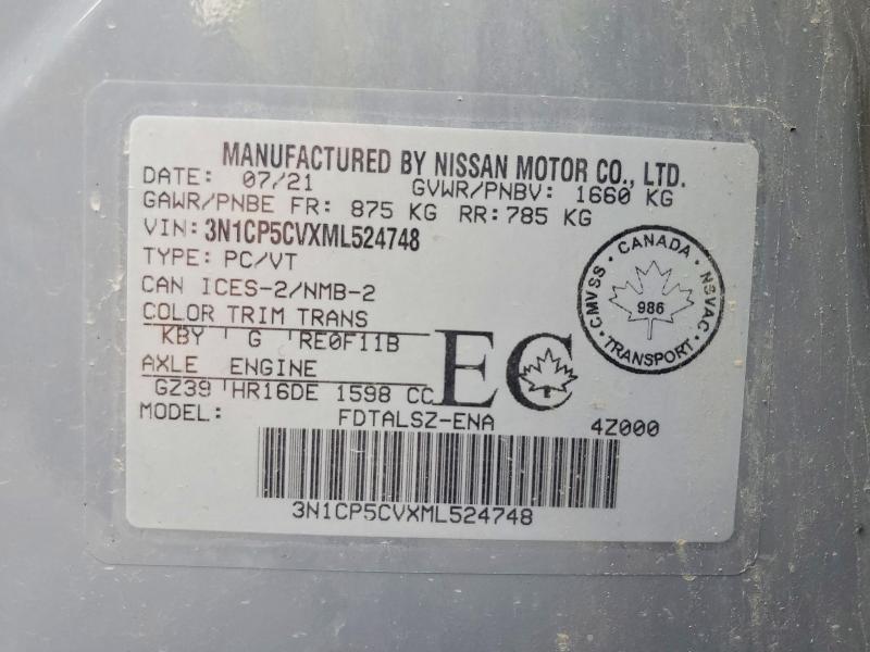 62153176 :رقم المزاد ، 3N1CP5CVXML524748 vin ، 2021 Nissan Kicks مزاد بيع