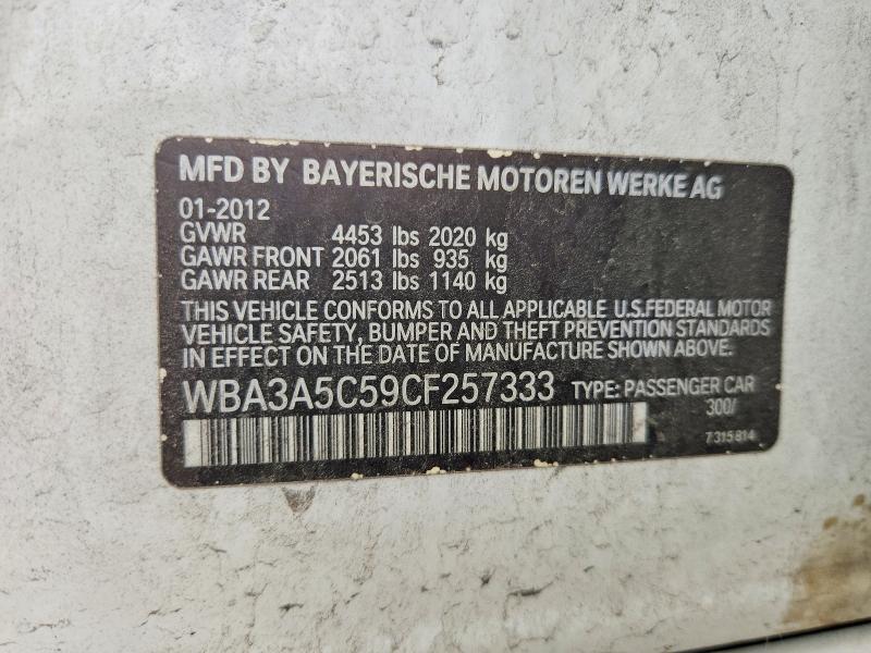 Aukcja sprzedaży 2012 Bmw 328, vin: WBA3A5C59CF257333, numer aukcji: 59693746