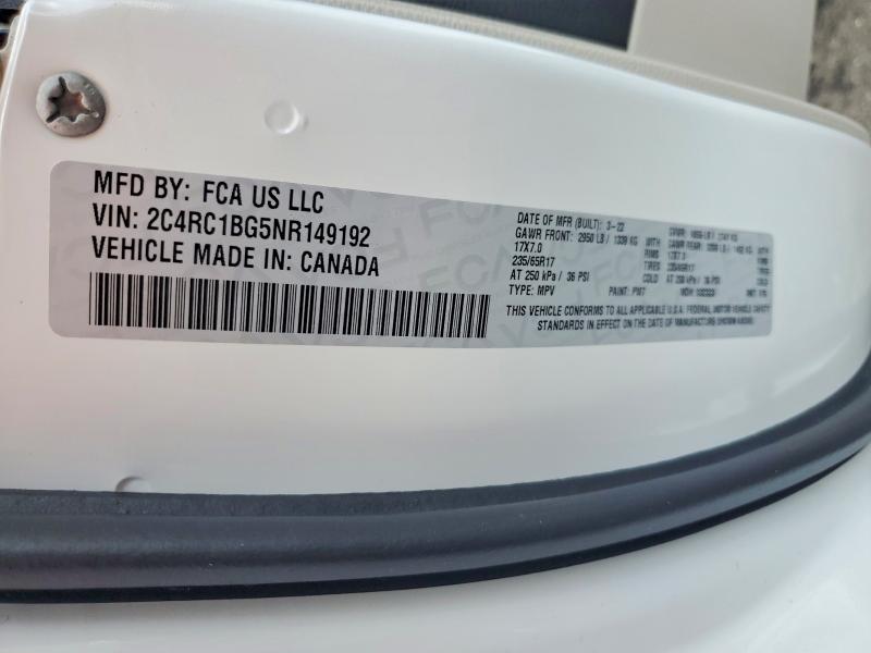 Продажа на аукционе авто 2022 Chrysler Pacifica, vin: 2C4RC1BG5NR149192, номер лота: 60247566