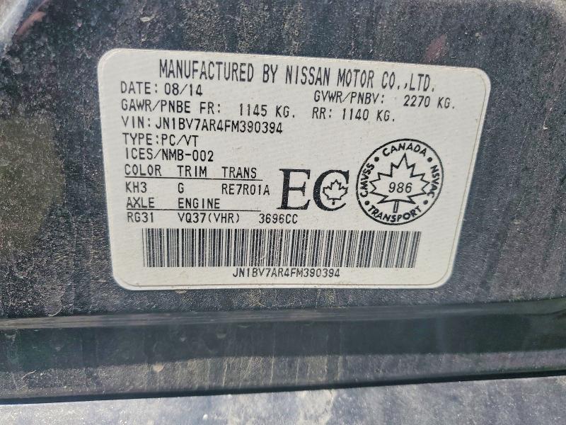 Продажа на аукционе авто 2015 Infiniti Q50, vin: JN1BV7AR4FM390394, номер лота: 62951756
