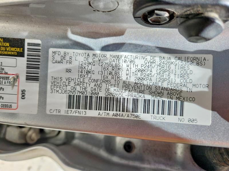 Aukcja sprzedaży 2007 Toyota Tacoma, vin: 3TMJU62N57M031000, numer aukcji: 61976476