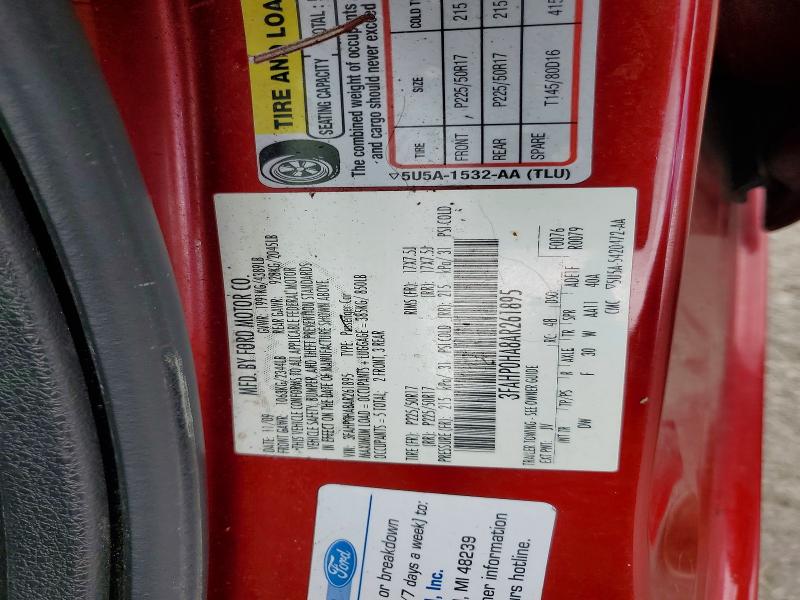 2010 Ford Fusion მანქანა იყიდება აუქციონზე, vin: 3FAHP0HA8AR261895, აუქციონის ნომერი: 60865186