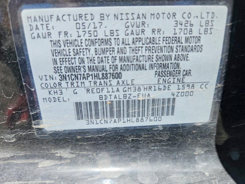 Aukcja sprzedaży 2017 Nissan Versa, vin: 3N1CN7AP1HL887600, numer aukcji: 61445806