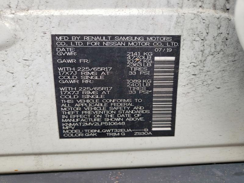 Aukcja sprzedaży 2020 Nissan Rogue, vin: KNMAT2MV2LP510648, numer aukcji: 61803276