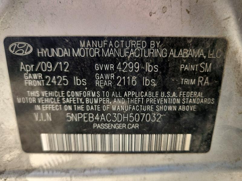 Продаж на аукціоні авто 2013 Hyundai Sonata, vin: 5NPEB4AC3DH507032, номер лоту: 60068666