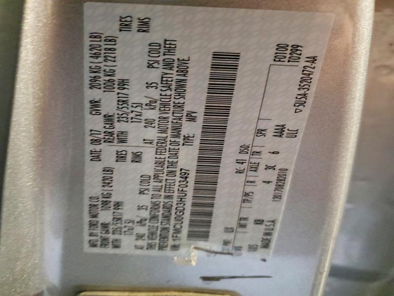 Aukcja sprzedaży 2017 Ford Escape, vin: 1FMCU0GD3HUF03497, numer aukcji: 58805076