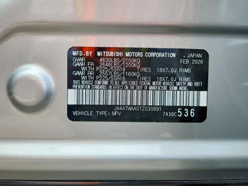Продаж на аукціоні авто 2026 Mitsubishi Eclipse Cross, vin: JA4ATWAA0TZ030891, номер лоту: 62983396