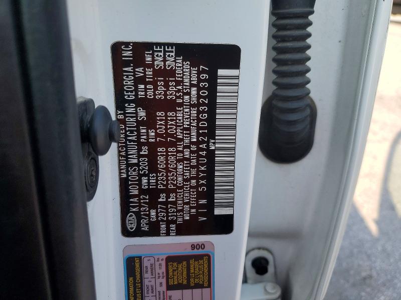 59782476 :رقم المزاد ، 5XYKU4A21DG320397 vin ، 2013 Kia Sorento مزاد بيع