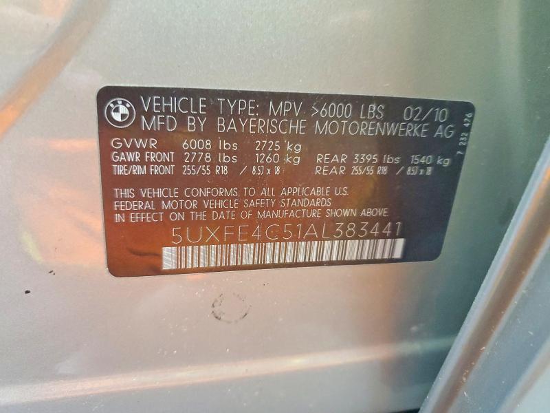Aukcja sprzedaży 2010 Bmw X5, vin: 5UXFE4C51AL383441, numer aukcji: 62603956