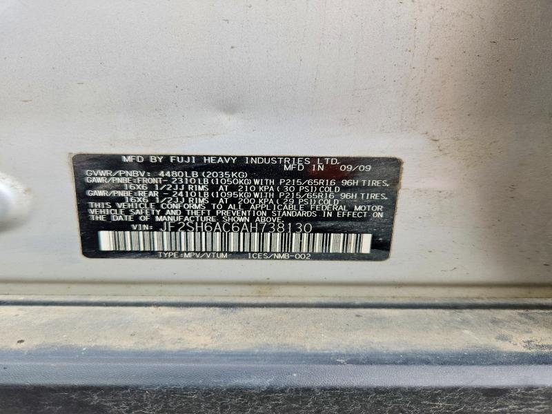 Продаж на аукціоні авто 2010 Subaru Forester, vin: JF2SH6AC6AH738130, номер лоту: 62624436