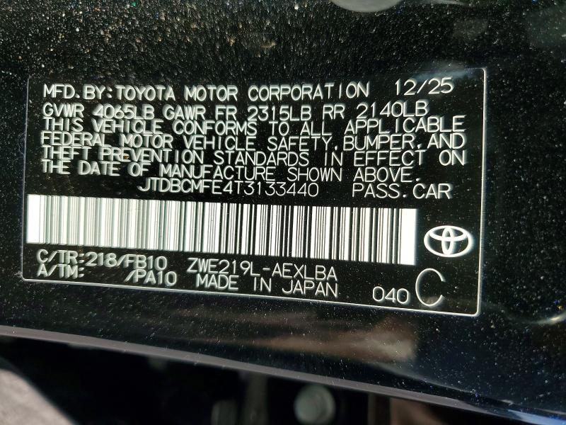 Продажа на аукционе авто 2026 Toyota Corolla Hybrid, vin: JTDBCMFE4T3133440, номер лота: 60254856