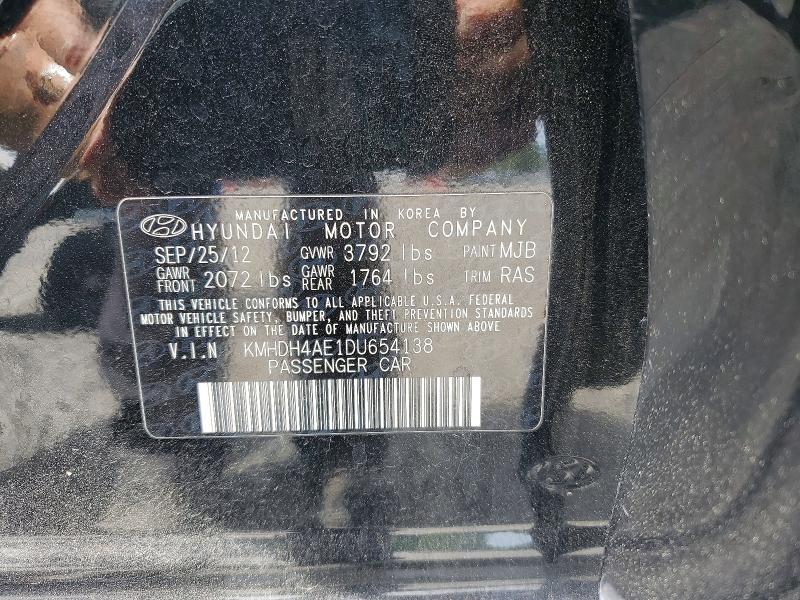 Auction sale of the 2013 Hyundai Elantra, vin: KMHDH4AE1DU654138, lot number: 60485386