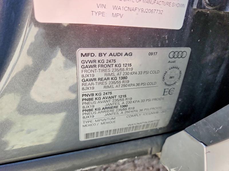 Aukcja sprzedaży 2018 Audi Q5, vin: WA1CNAFY9J2067732, numer aukcji: 60022116