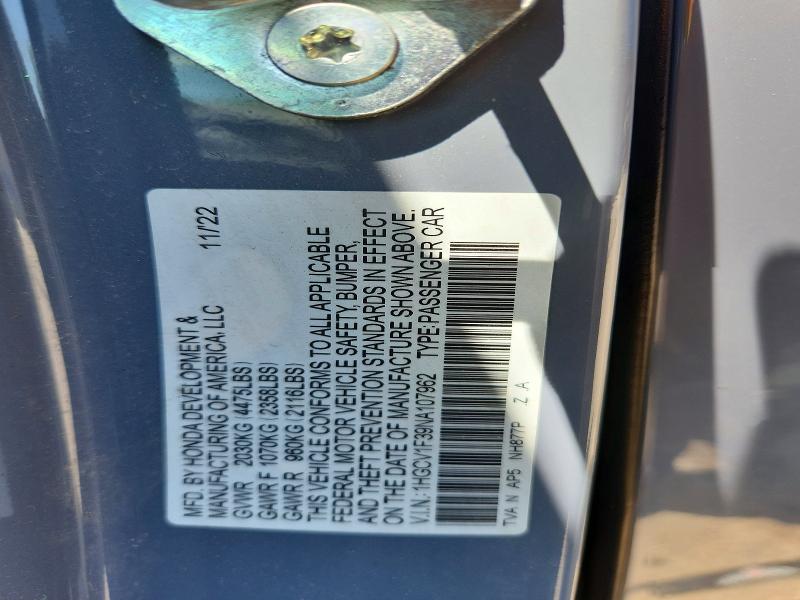 Aukcja sprzedaży 2022 Honda Accord, vin: 1HGCV1F39NA107962, numer aukcji: 59966716