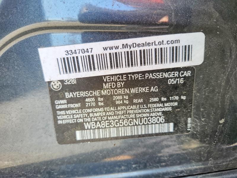 Продажа на аукционе авто 2016 Bmw 328, vin: WBA8E3G56GNU03806, номер лота: 61249206