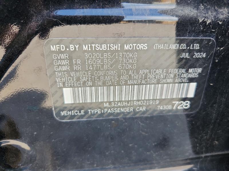 2024 Mitsubishi Mirage მანქანა იყიდება აუქციონზე, vin: ML32AUHJ1RH021919, აუქციონის ნომერი: 60565486