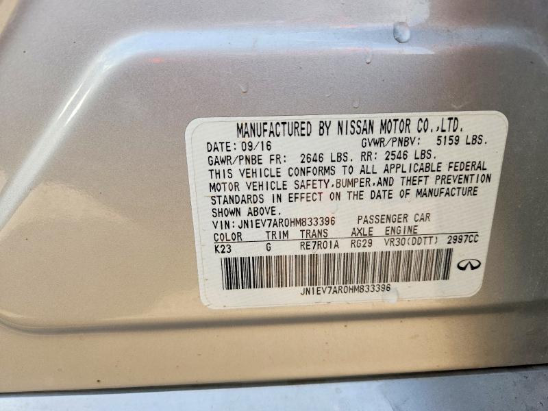Продажа на аукционе авто 2017 Infiniti Q50, vin: JN1EV7AR0HM833396, номер лота: 61117766