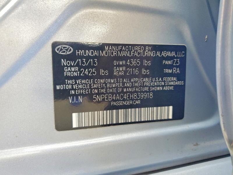 Продажа на аукционе авто 2014 Hyundai Sonata, vin: 5NPEB4AC4EH839918, номер лота: 60244136