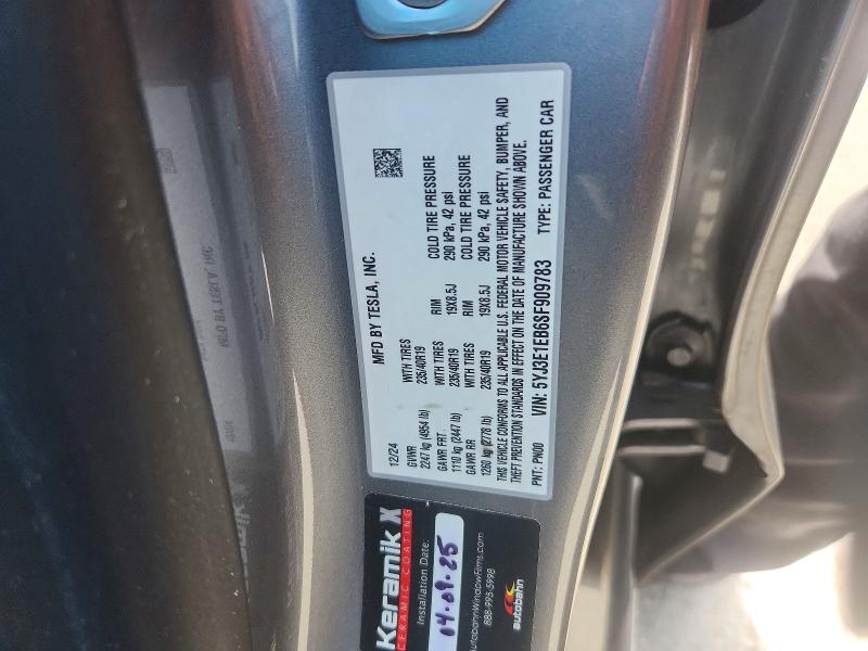 61761326 :رقم المزاد ، 5YJ3E1EB6SF909783 vin ، 2025 Tesla Model 3 مزاد بيع