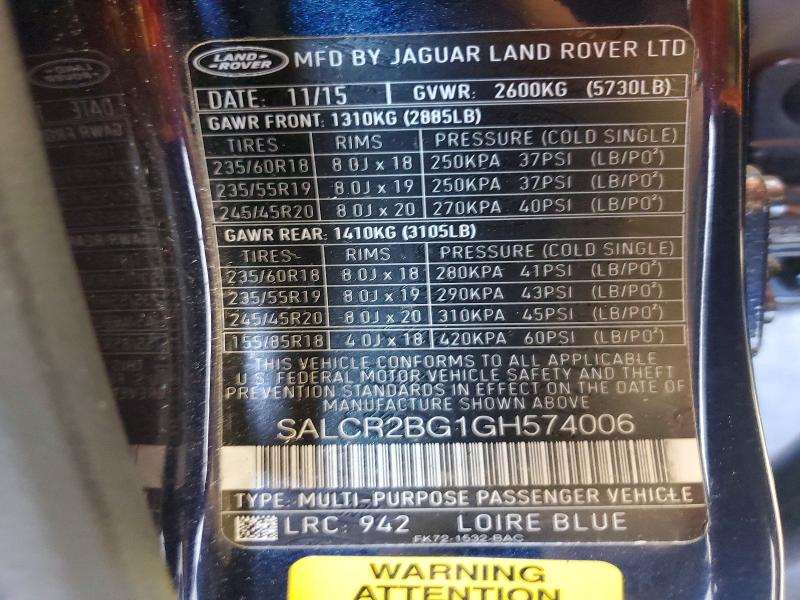Продажа на аукционе авто 2016 Land Rover Discovery Sport, vin: SALCR2BG1GH574006, номер лота: 59336386