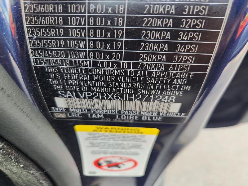 Aukcja sprzedaży 2018 Land Rover Range Rover Evoque, vin: SALVP2RX6JH271248, numer aukcji: 60995856