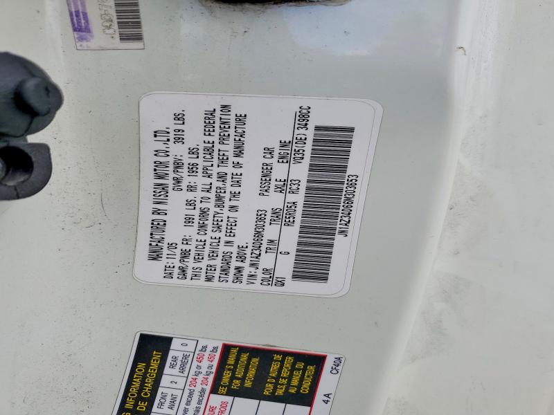 2006 Nissan 350z მანქანა იყიდება აუქციონზე, vin: JN1AZ34D66M303653, აუქციონის ნომერი: 60093836