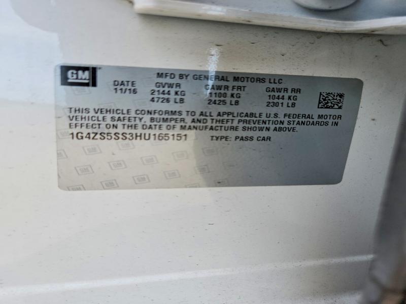 Aukcja sprzedaży 2017 Buick Lacrosse, vin: 1G4ZS5SS3HU165151, numer aukcji: 60215916
