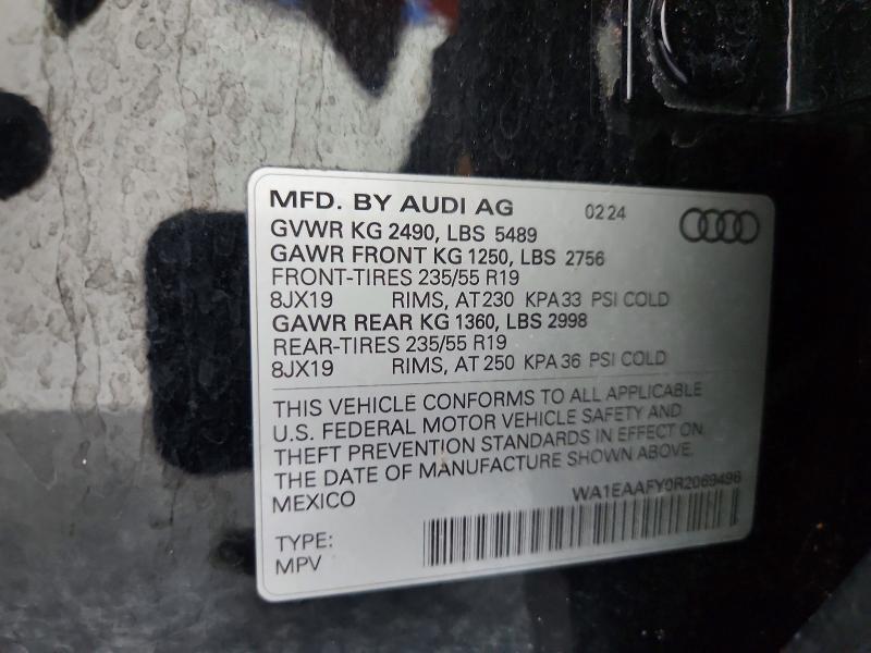 62888366 :رقم المزاد ، WA1EAAFY0R2069496 vin ، 2024 Audi Q5 مزاد بيع