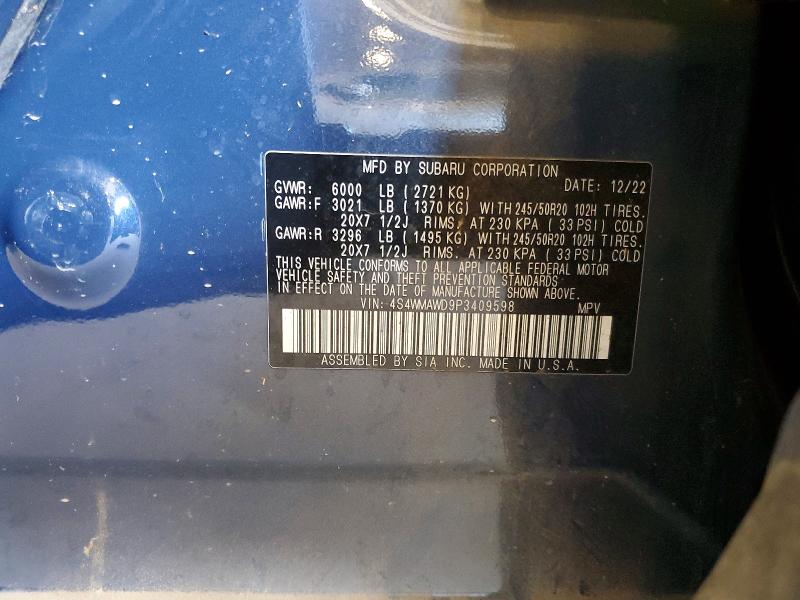 60520696 :رقم المزاد ، 4S4WMAWD9P3409598 vin ، 2023 Subaru Ascent مزاد بيع