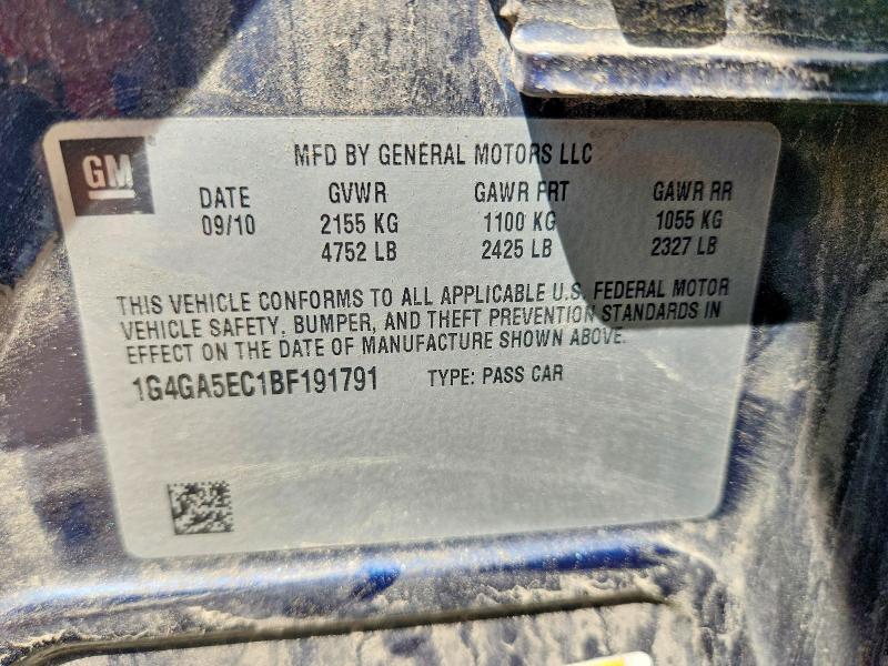 2011 Buick Lacrosse მანქანა იყიდება აუქციონზე, vin: 1G4GA5EC1BF191791, აუქციონის ნომერი: 62210886