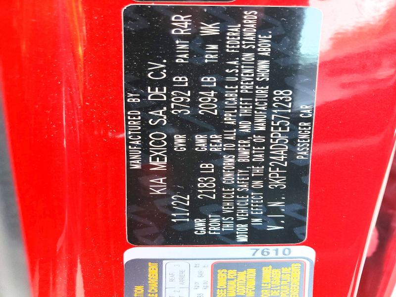 60028596 :رقم المزاد ، 3KPF24AD5PE571238 vin ، 2023 Kia Forte مزاد بيع