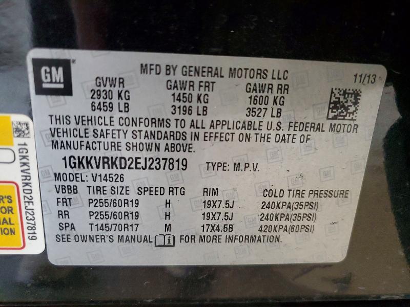Aukcja sprzedaży 2014 Gmc Acadia, vin: 1GKKVRKD2EJ237819, numer aukcji: 60951246