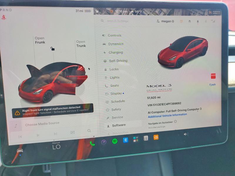 2023 Tesla Model 3 მანქანა იყიდება აუქციონზე, vin: 5YJ3E1EC4PF399692, აუქციონის ნომერი: 59854876