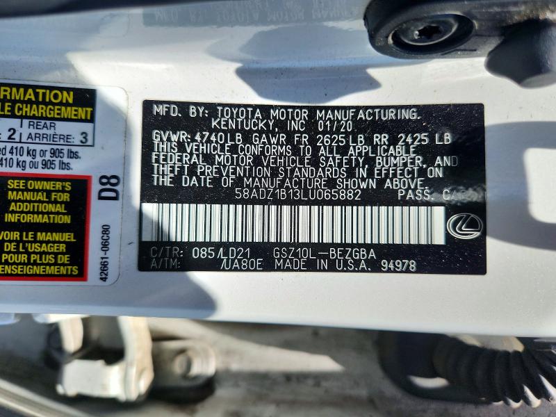 Продажа на аукционе авто 2020 Lexus Es, vin: 58ADZ1B13LU065882, номер лота: 59710996