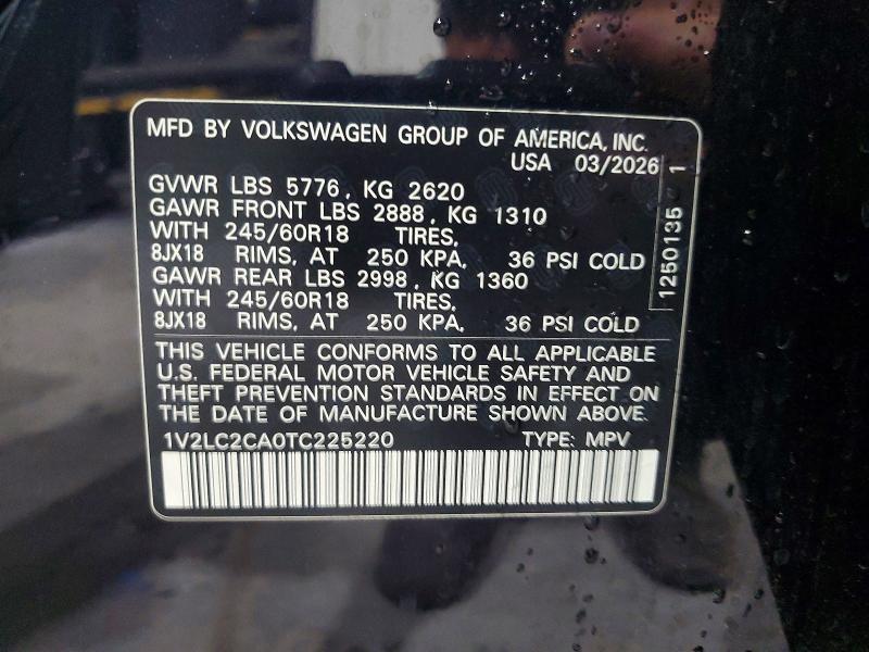 Aukcja sprzedaży 2026 Volkswagen Atlas Cross Sport, vin: 1V2LC2CA0TC225220, numer aukcji: 62745726